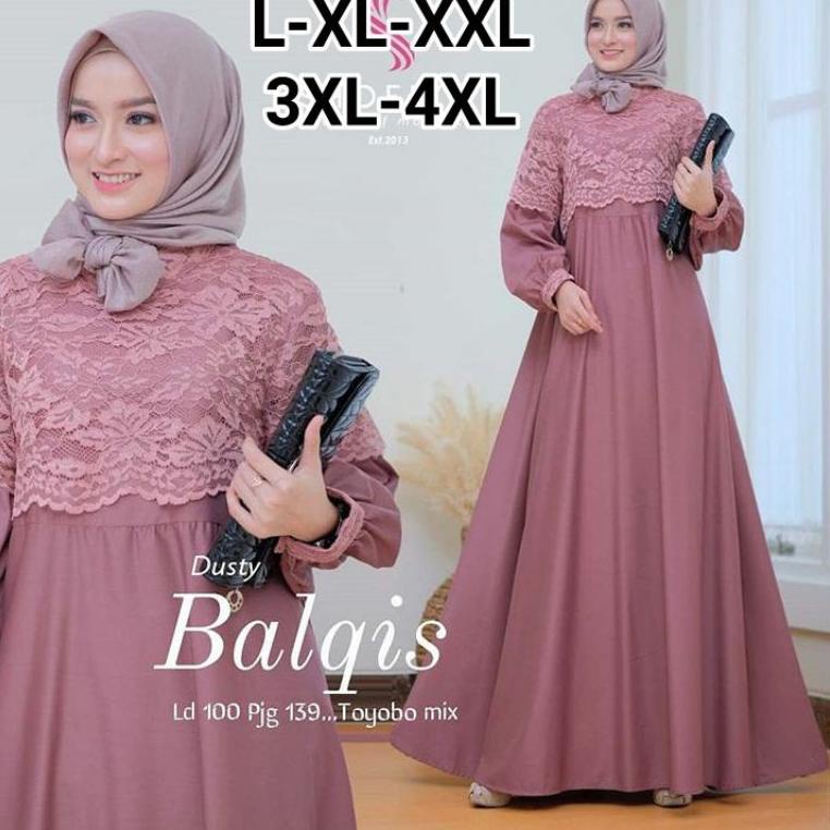 MURAH MERIAH gamis jumbo ukuran L XL XXL XXXL 4XL ld 140 Balqis/gamis murah/Dress murah/gamis brukat