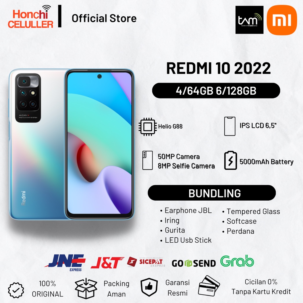 REDMI 10 2022 6/128 GB 4/64 GB GARANSI RESMI XIAOMI INDONESIA TAM FULL BONUS