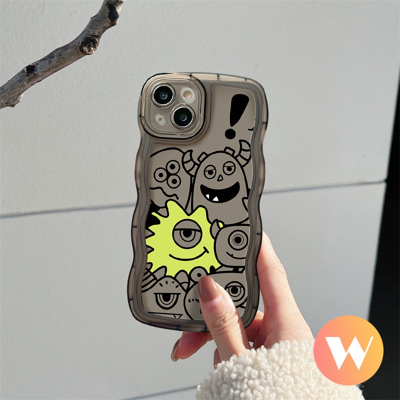 Case Redmi 9A 9C 9 9T 10A 10a1+10C A1 9C NFC Redmi Note10 11 9s 8 10s 11Pro 9 10Pro Max PO CO M3 X3 NFC Mi 11T Pro Kartun Wavy Edge Cute Little Monster Soft Tpu Sarung Hp