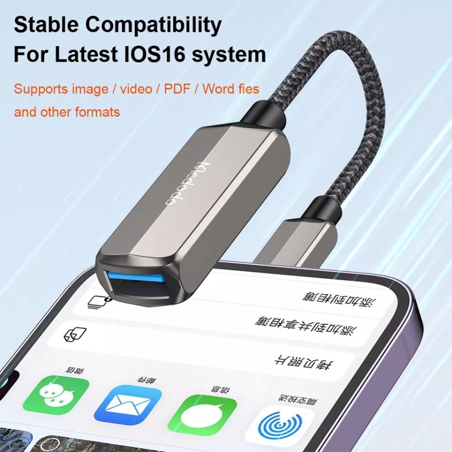 MCDODO OTG iPhone Converter To USB Sup UP to 2TB Hardisk + Lightning Power CA-2690