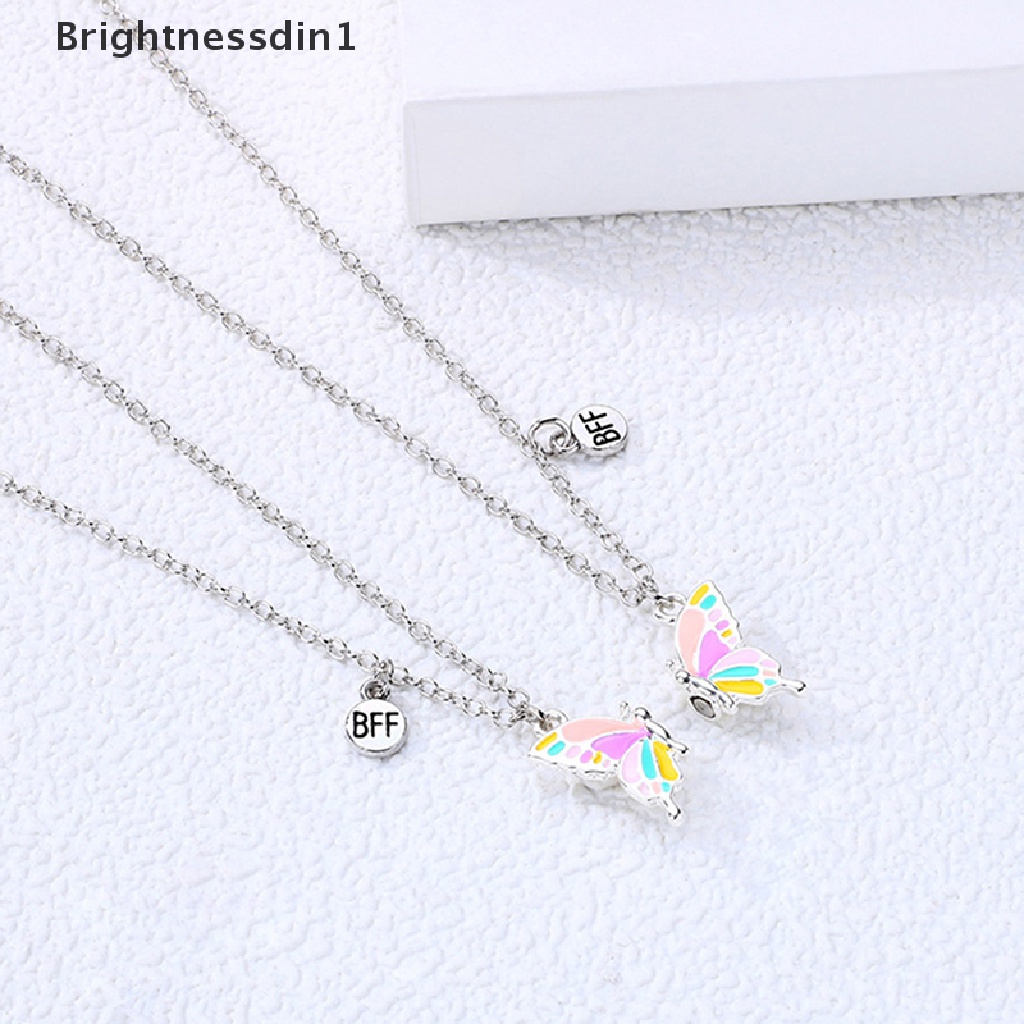 [Brightnessdin1] 2 Pcs Best Friend Butterfly Necklaces BFF Kalung Persahabatan Untuk 2perempuan Kekasih Pasangan Kalung Jarak Jauh Hadiah Ulang Tahun Butik