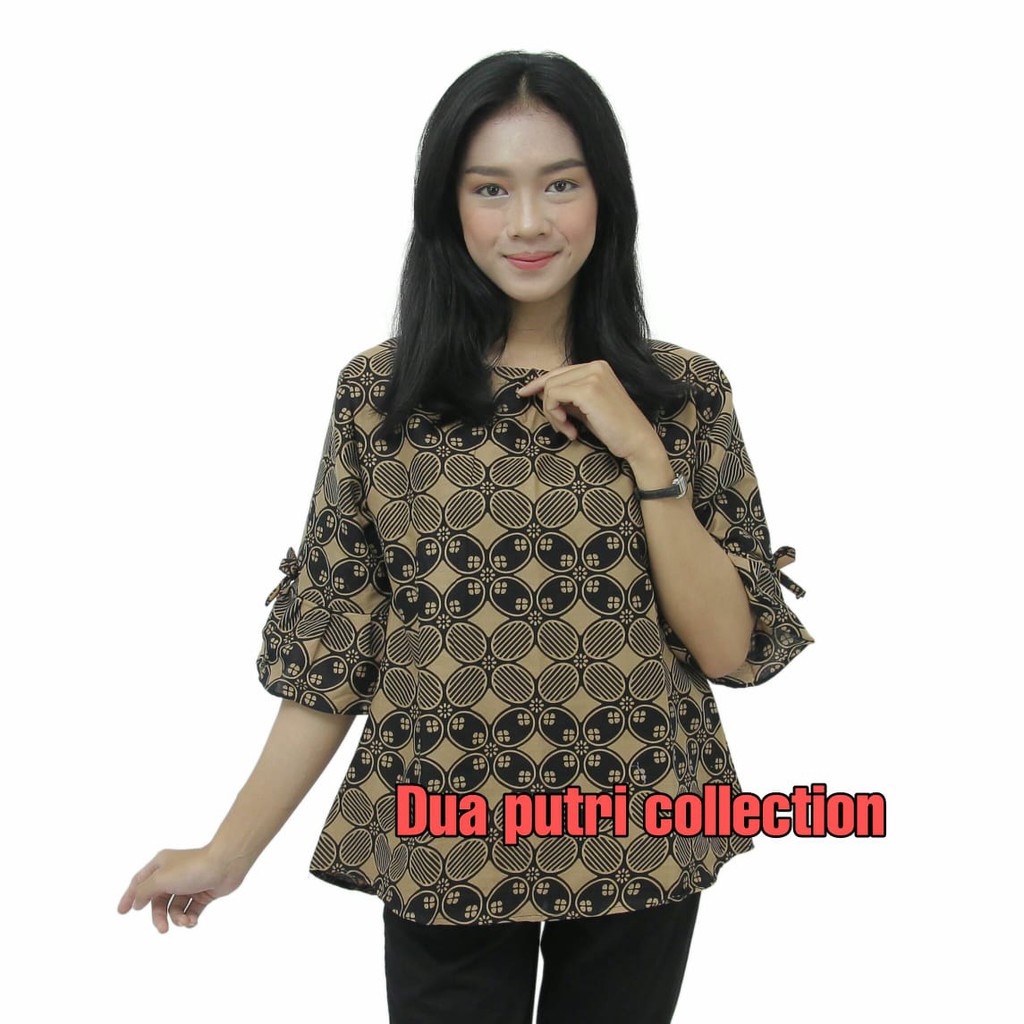 Blouse Atasan Batik Wanita Lengan Trompet 7/8- S-M-L-XL-XXL-3L-4L-5L