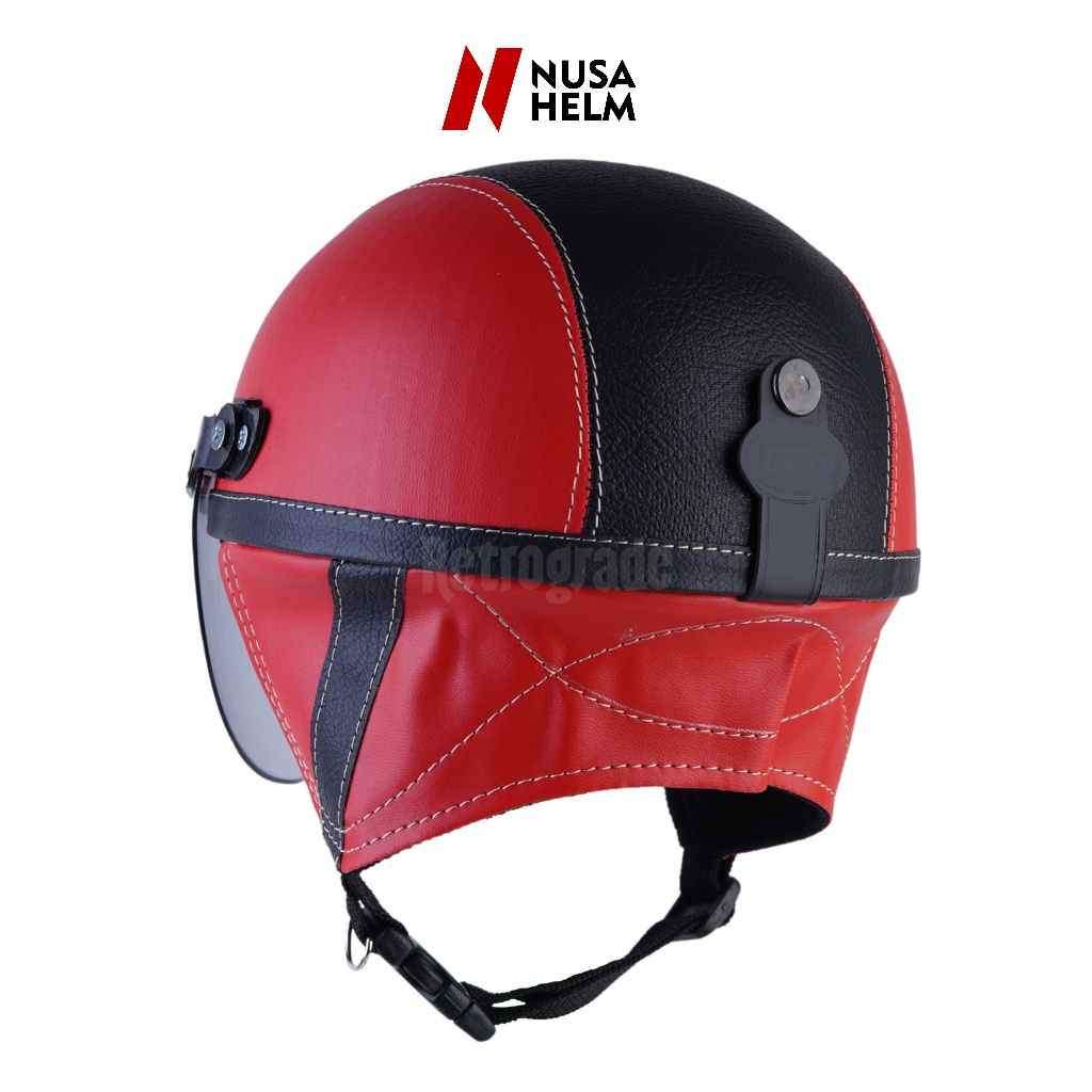 Helm Anak Retro Polos Laki Laki Perempuan Untuk Usia 1 2 3 4 Tahun Ringan Merah Hitam