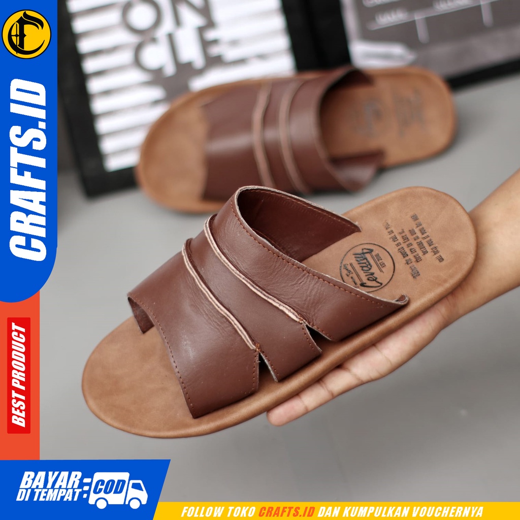 Sandal Slop Kulit Asli Pria Crafts Xmin