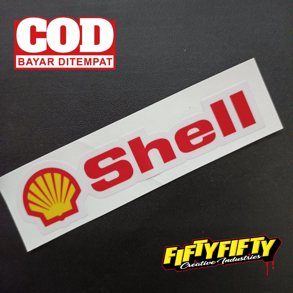 Stiker Print Cut SHELL Stiker Printing Laminasi Glossy Stiker Motor Mobil Helm Sudah Membentuk Pola Desain