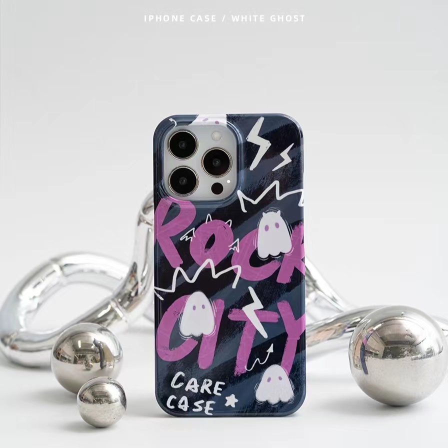 IPHONE Ins Pola Hantu Cocok Untuk Iphone14 14pro 14plus 13 13mini 13pro 13prm iPhone12 7Plus 8Plus Xr XS 13 12mini Pro Max TPU Empat Sudut Casing Ponsel Tahan Guncangan