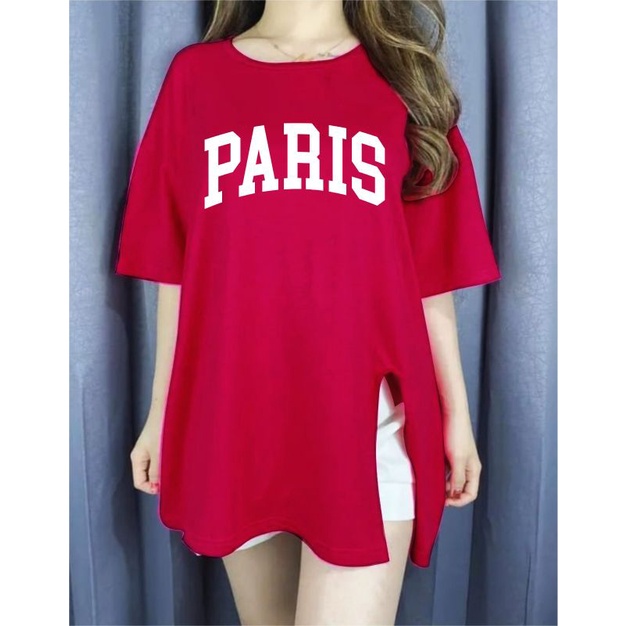 KAOS OVERSIZE SLIT  OVERSIZE WANITA PARIS