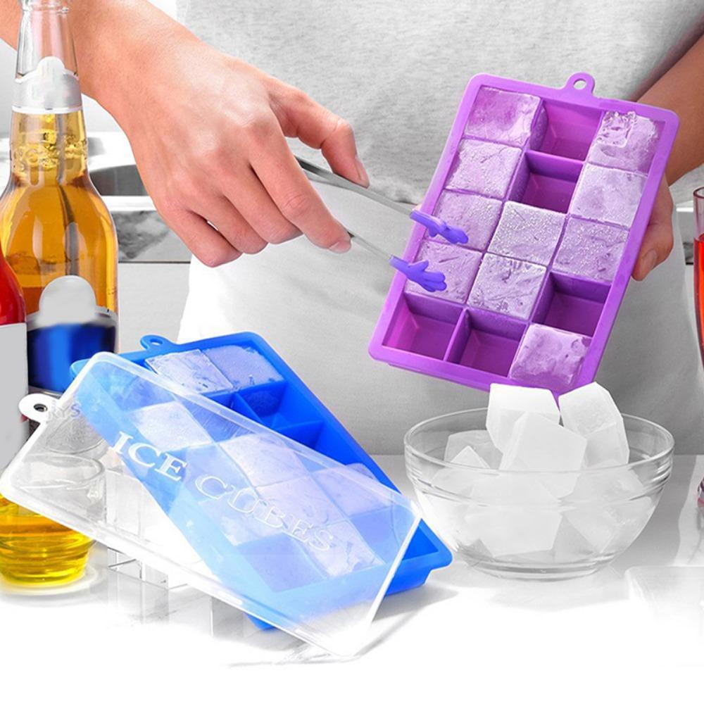 Solighter Ice Cube Maker Bar Silikon Dengan Tutup Kotak Es