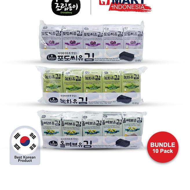 

♕ Choripdong Roasted Seaweed - Rumput Laut Asli Korea 1 Bundle 10 Pack Ω