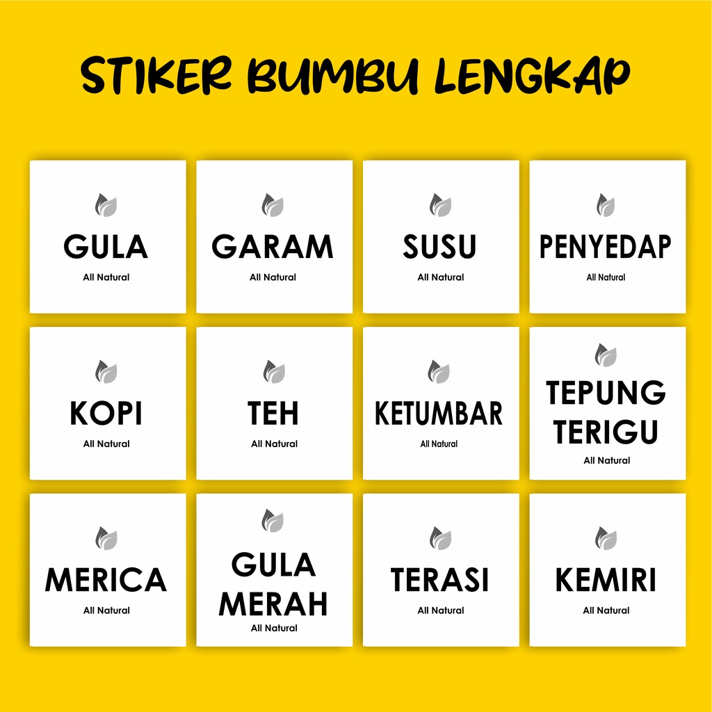 

ISI 12 !! STIKER BUMBU DASAR LENGKAP ANTI AIR AESTHETIC