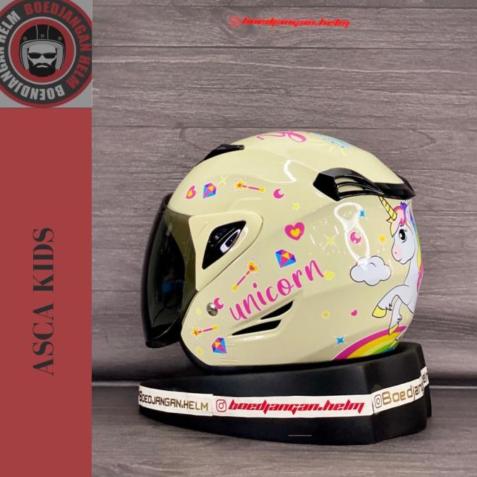 ASCA HELM FIGHTER ANAK CARTOON UNICORN - CREAM - HELM KIDS