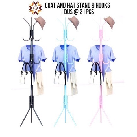 Coat and Hat Stand 9H Alat Gantungan Tiang Berdiri Topi Baju Tas Jaket Mantel