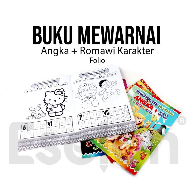 buku mewarnai + menulis angka