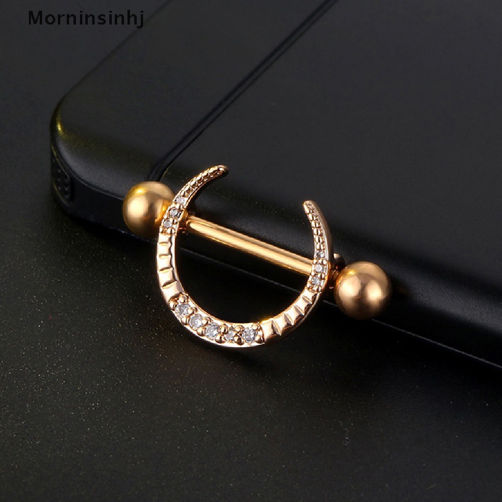 Mornin Cincin Puting Seksi Stainless Steel Zirkon Bulan Baru Berbentuk U Nipple Ring Barbel Nipple Studs Tubuh Seksi Nipple Jewelry id