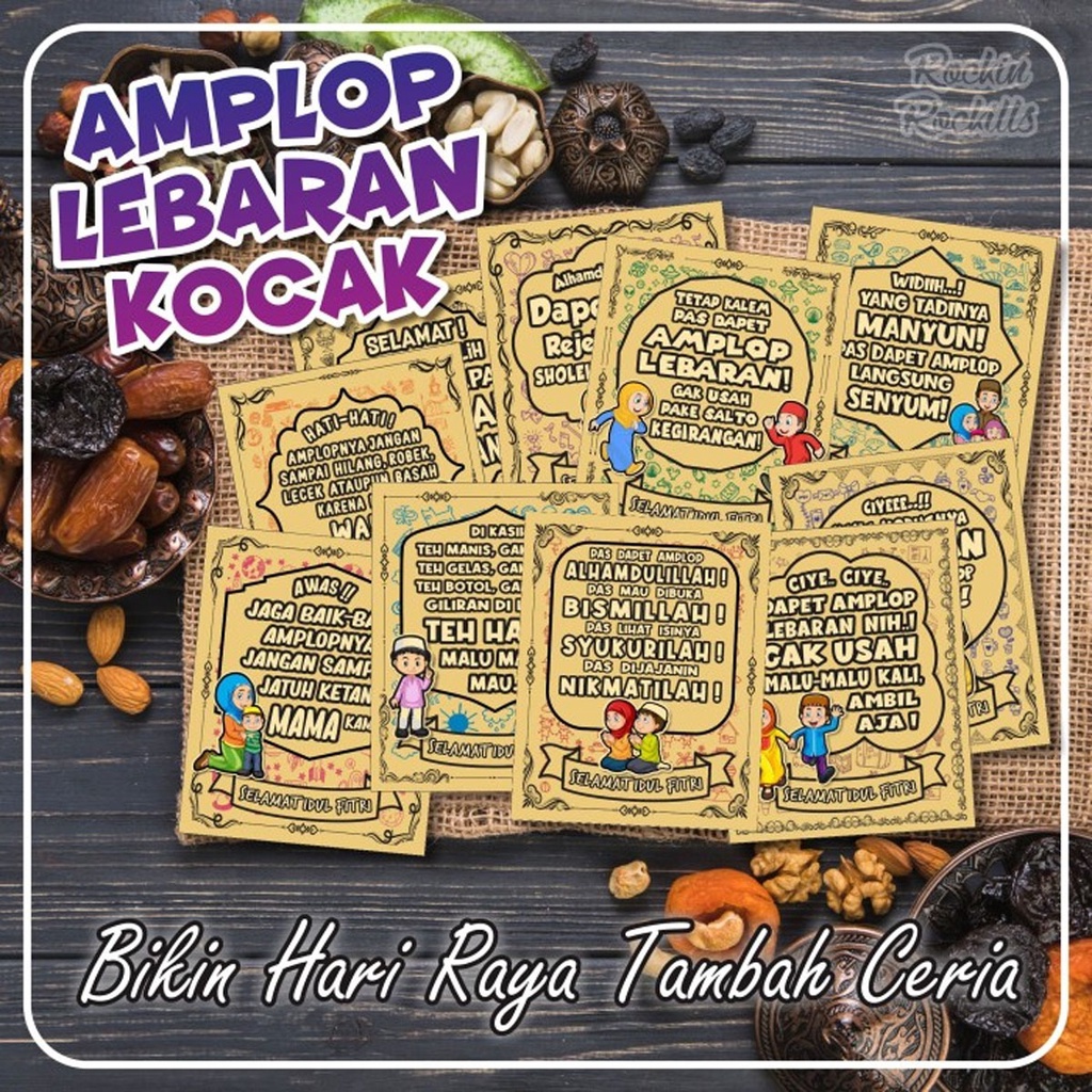 Amplop Kocak  Idul Fitri Kocak Lucu 1 Set 10 Pcs Amplop Lebaran Gambar Kartun Pantun Ceria Angpao Angpau Ampao Ampau