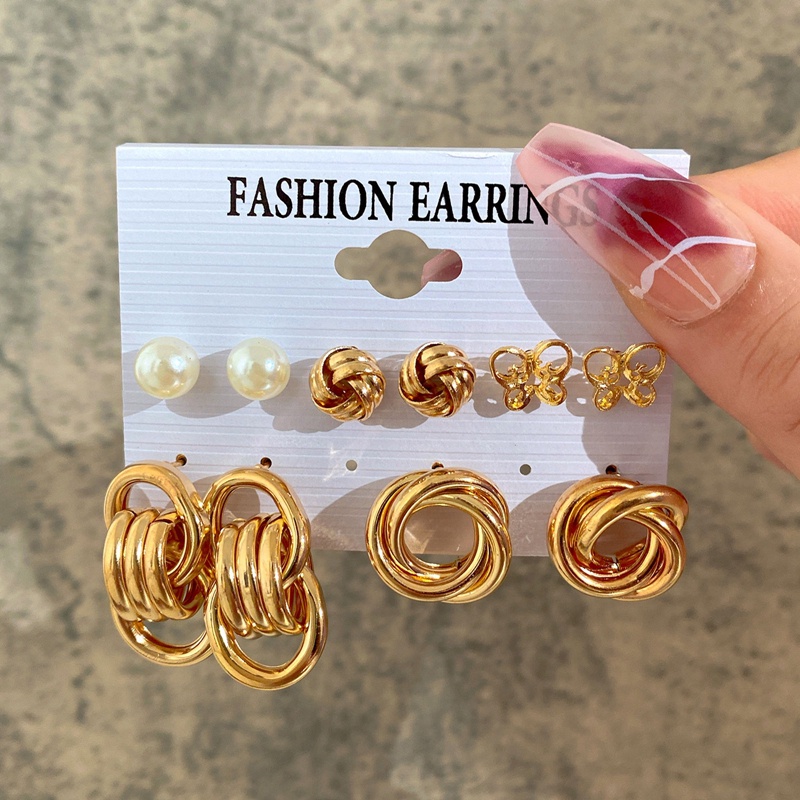 Retro Mutiara Rumbai Hoop Earring Fashion Kupu-Kupu Stud Earrings Wanita Perhiasan Aksesoris