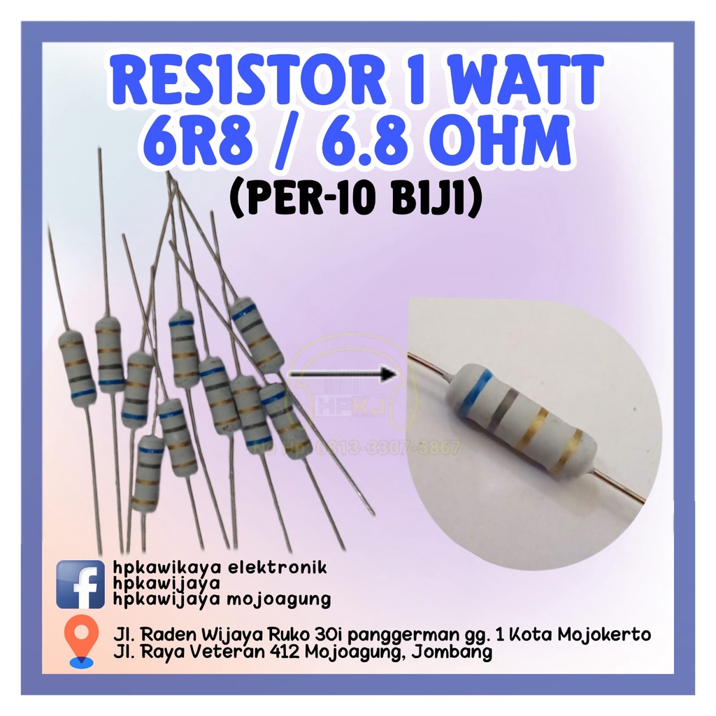 ( 40PCS ) RESISTOR 1 WATT 6.8 OHM 1watt 6,8 ohm R 1 watt 6R8ohm