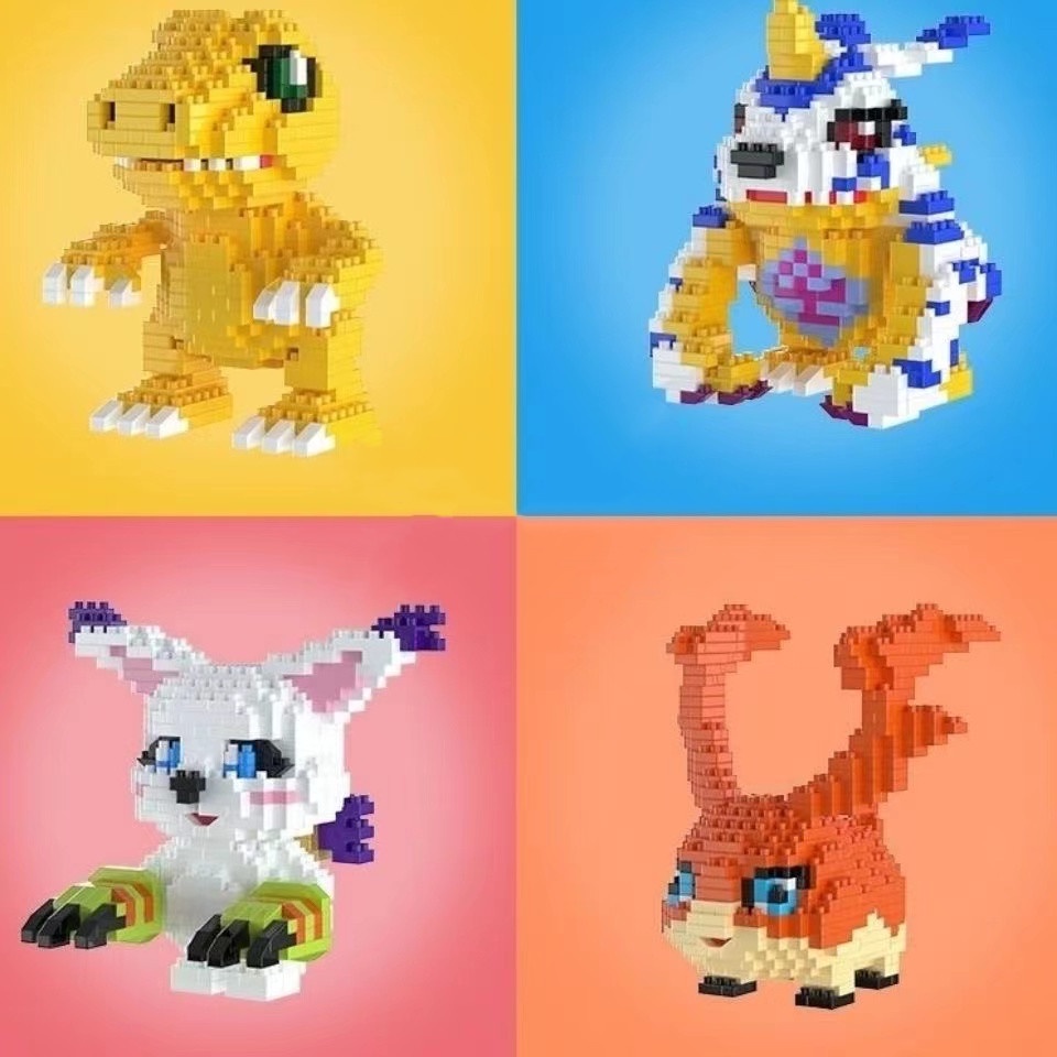 [Ready Stock] Kompatibel Lego Micro-Particle Berlian Anak Laki-Laki Perempuan Blok Bangunan Mainan Edukasi Digimon Yagumon Gabumon Badamon