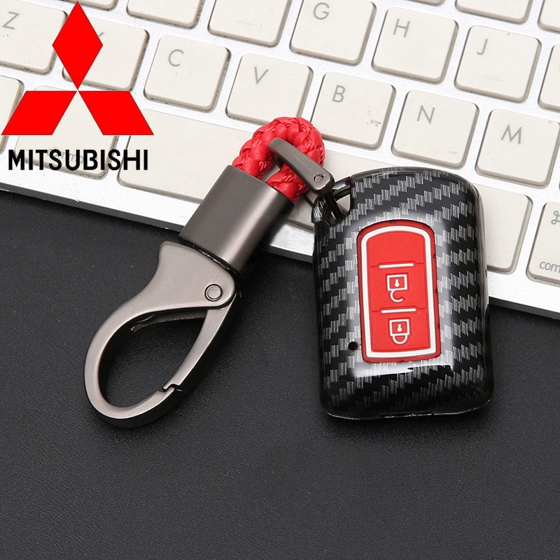 Casing Kunci Remote Mobil Mitsubishi Asx / Xpander / Triton Tanpa Kunci Bahan Serat Karbon Dengan 2 Tombol