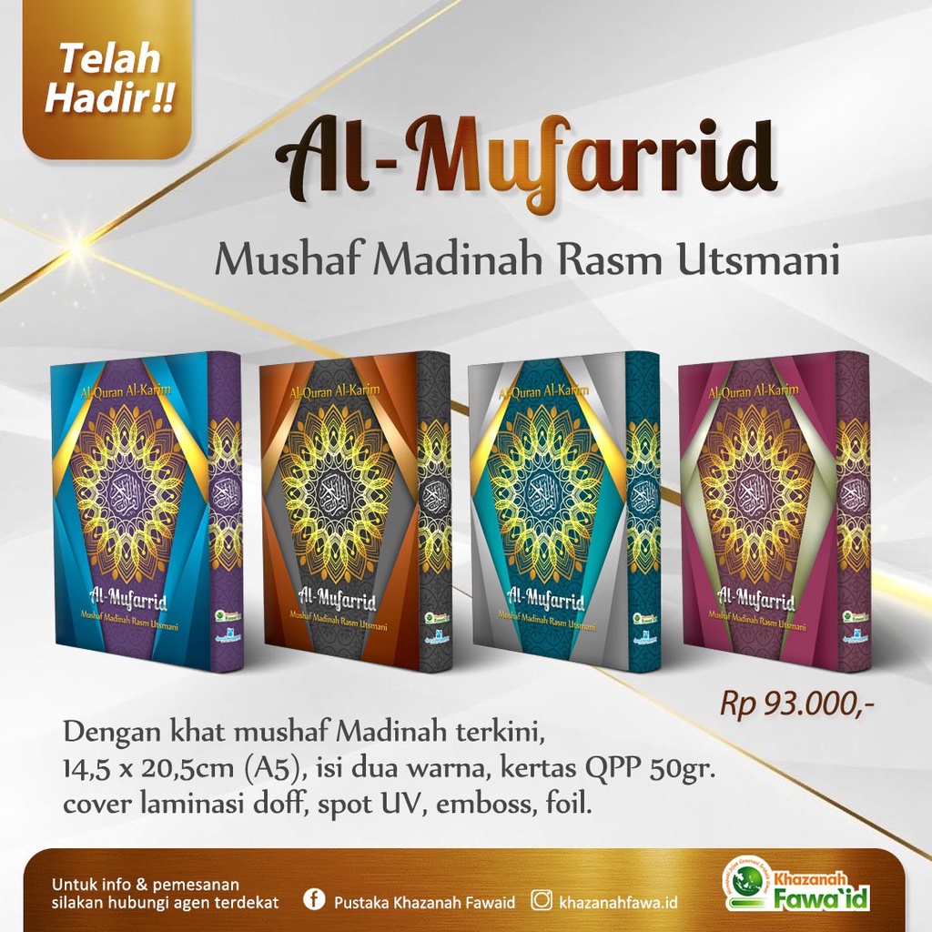 

A5 AL QURAN Mushaf Madinah Al Mufarrid rasm Utsmani A5 - khazanah fawaid