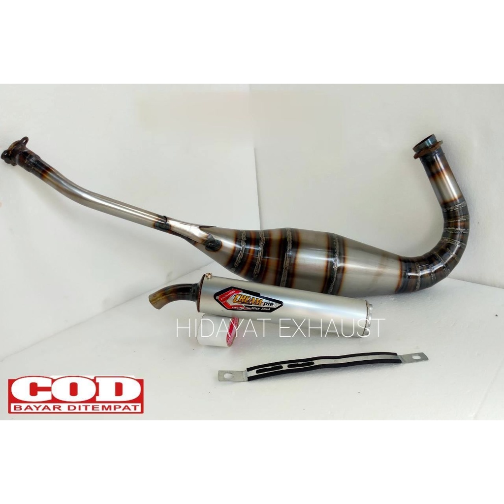 (COD) Knalpot Racing CREAM-pie Big Volume Ninja 2 Tak RR R DAN SS GALVANIS NINJA 150CC ..