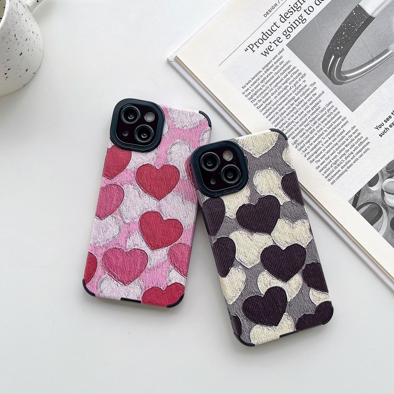 IPHONE Soft Case Perlindungan Butir Vertikal Untuk Iphone14 13 12 11 Pro MAX X XR XS Max7 8 Plus Motif love Hati Anti-drop