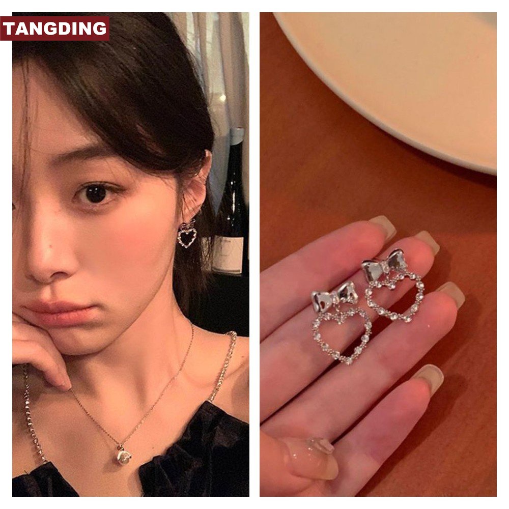 [COD Tangding] Anting Ikatan Simpul Hati Lucu Desain Gadis Manis Rasa Cahaya Mewah Studs Earring Jewelry