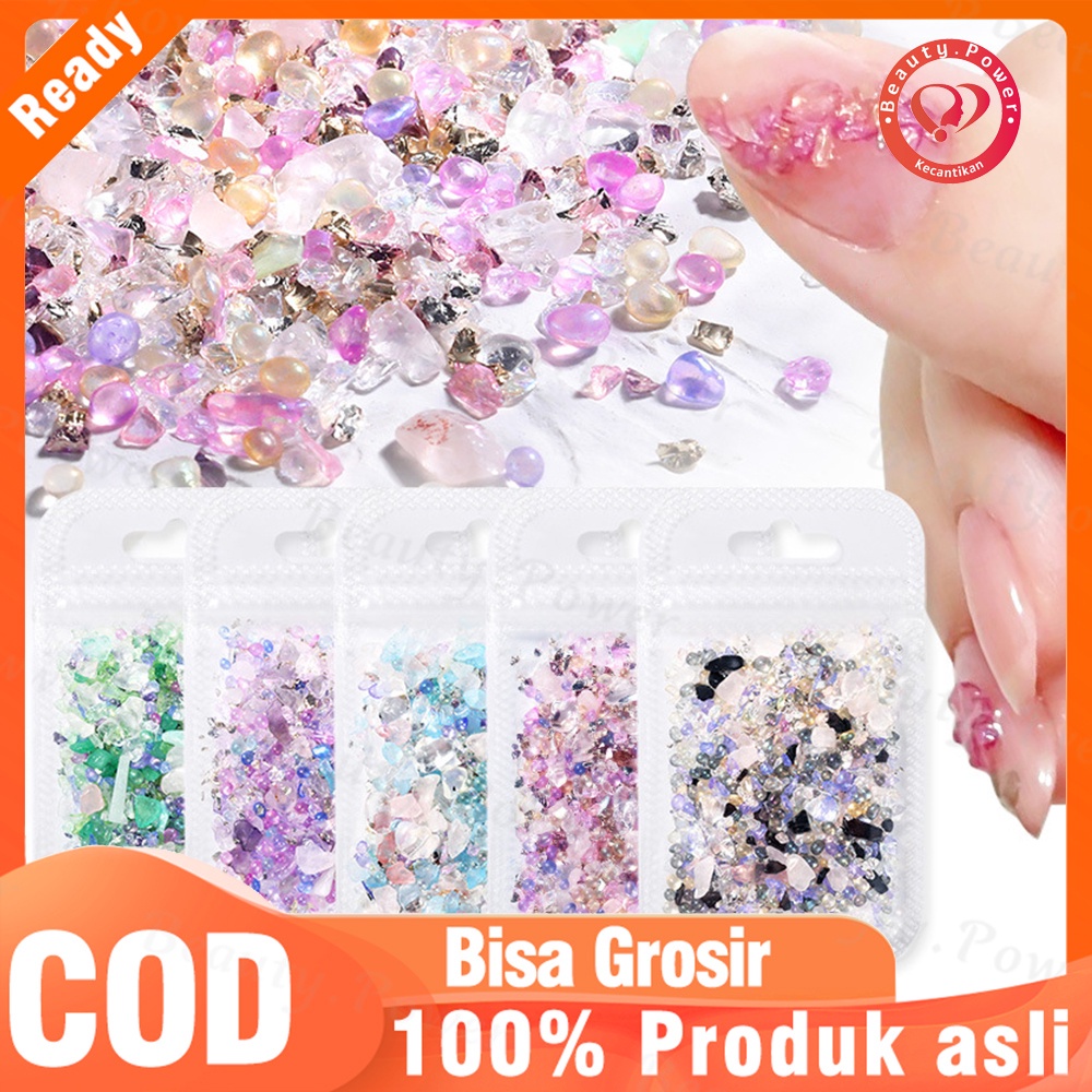 Perhiasan Manik-Manik Batu Berlian Imitasi Glitter 3D Untuk Dekorasi Nail Art Diy