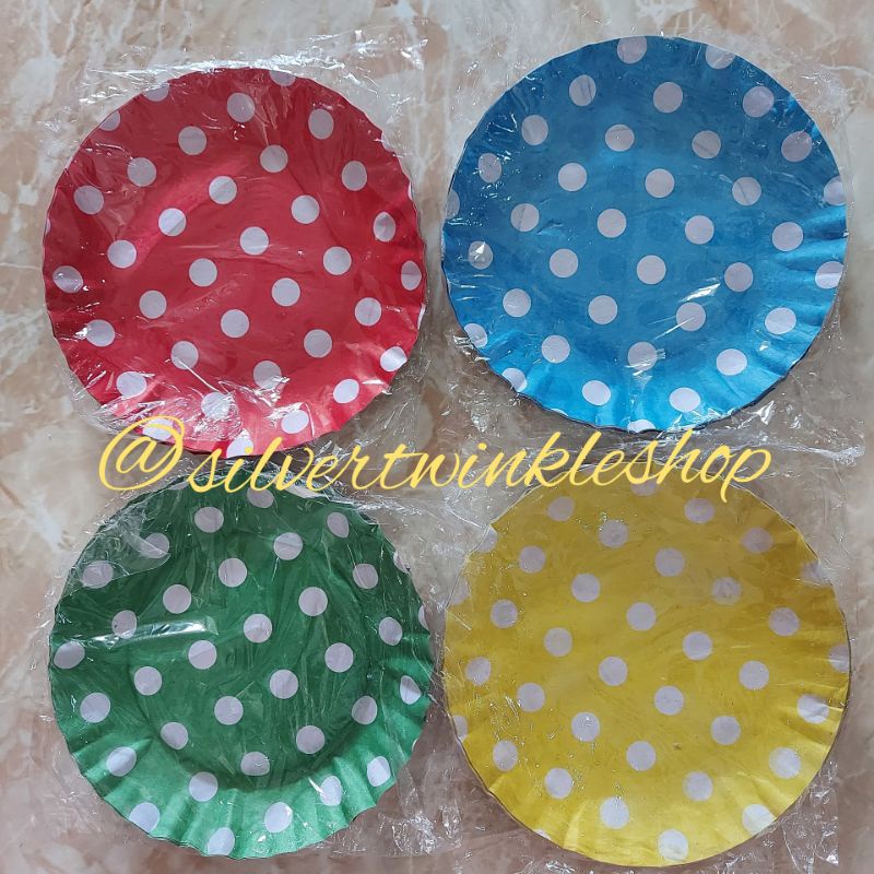 Piring kertas polkadot warna warni kue ulang tahun cake happy birthday perlengkapan pesta party deco
