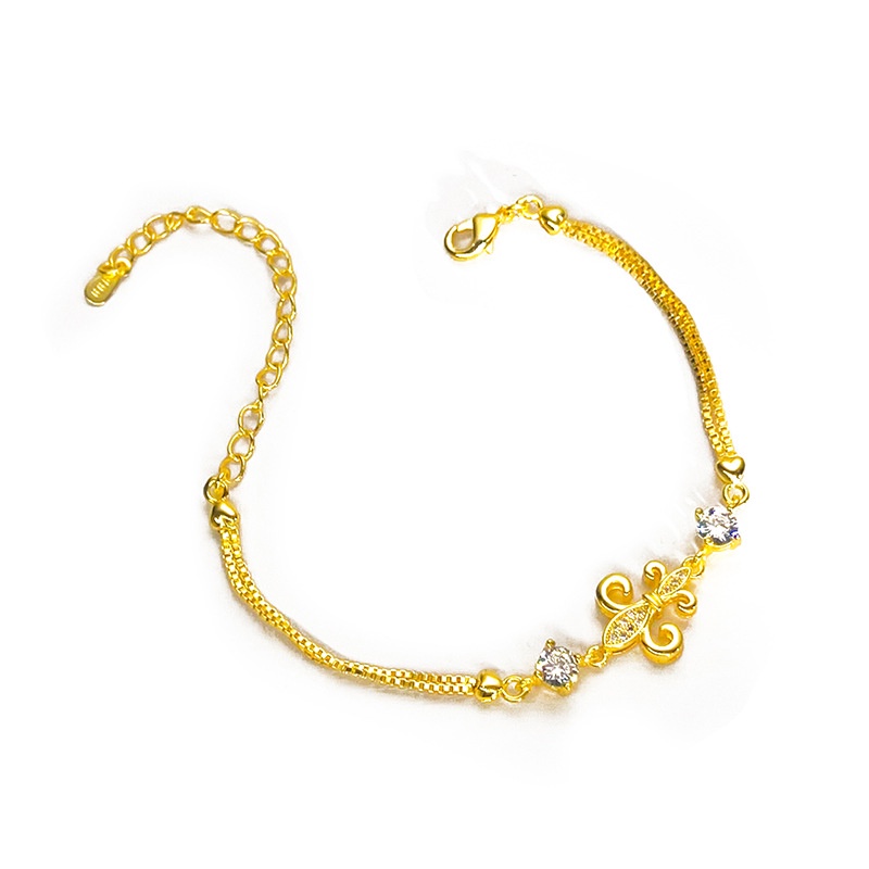 Goldkingdom Perhiasan Fashion Emas Asli Kadar 375Bangkok Aksesoris Ready Stock Gelang Wanita Bertatahkan Berlian Bintang Awn Gilt Bersinar Terang