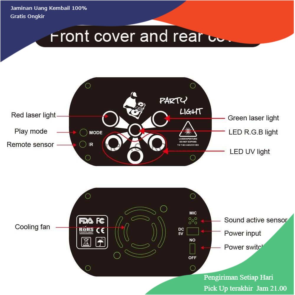 TD - LMP SOWIXE Lampu Proyektor Disco LED RGB 60 Patterns 240V with Remote - YXE-15