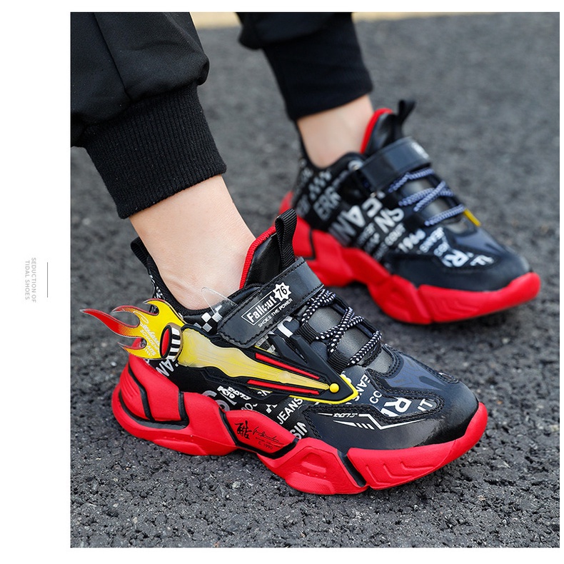 2023SH2157 Sepatu sneakers sport olahraga sayap fire api kasual premium anak sol empuk dan ringan lentur untuk anak usia 4 tahun sd dewasa size 28 - 39