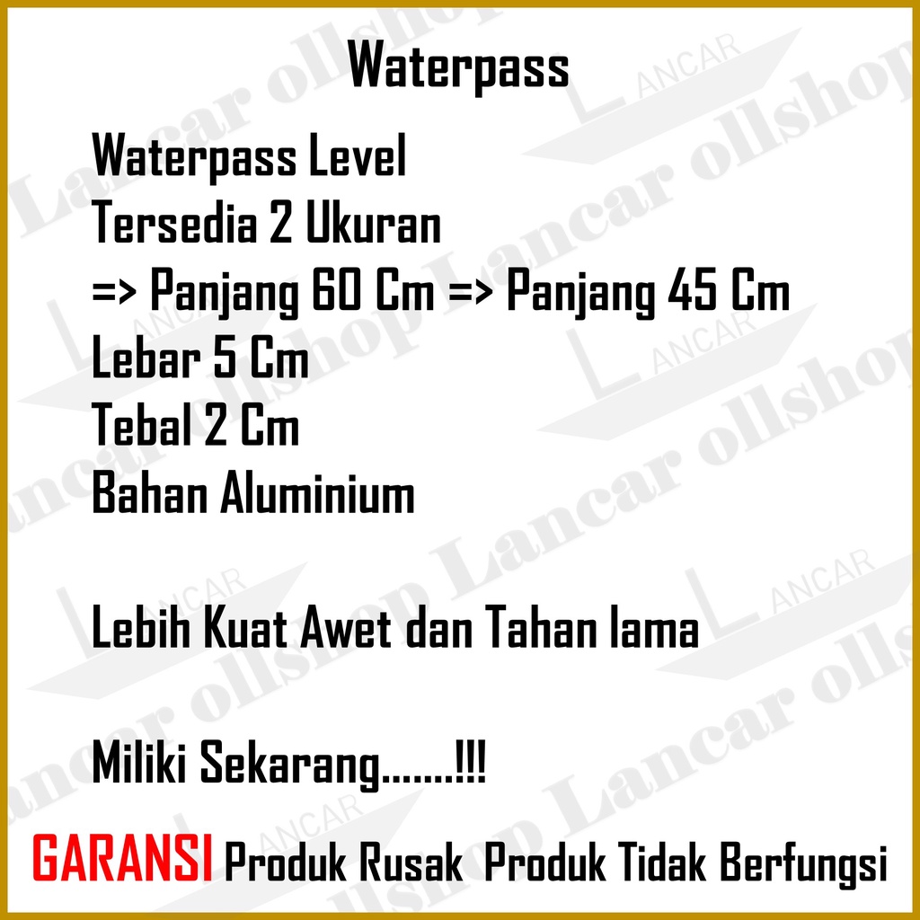 Waterpass Level Aluminium 18 Inch / Waterpas Penggaris Level 24 Inch Panjang 60 Cm