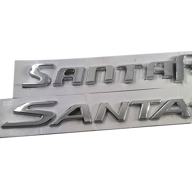 1x ABS Chrome SANTAFE Letter Logo Auto Trunk Lid Emblem Badge Stiker Decal Pengganti HYUNDAI SANTAFE