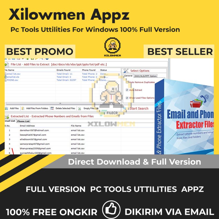 [Full Version] TechnoCom Email and Phone Extractor Files Pro PC Tools Software Utilities Lifetime Win OS - Ekstraksi email dan nomor telepon dari file