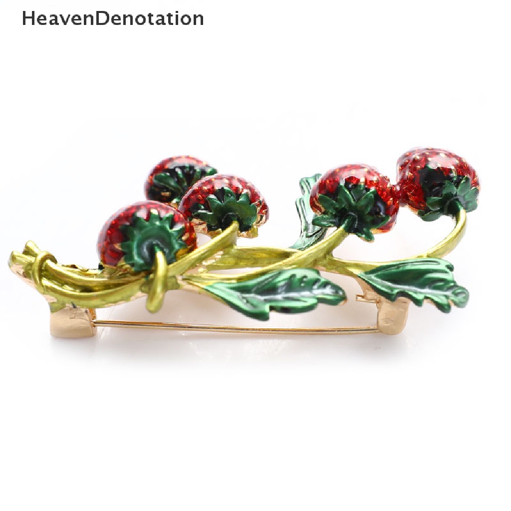 [HeavenDenotation] Bros Strawberry Pin Merah Desain Tanaman Permata Lucu Gaya Musim Panas HDV