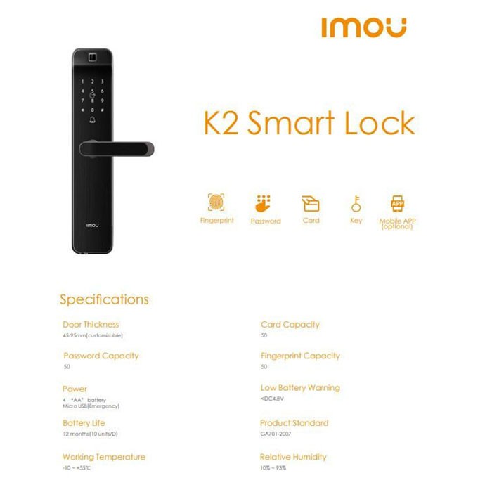 Imou Smart Door Lock Kunci Pintu Digital K2C Doorlock