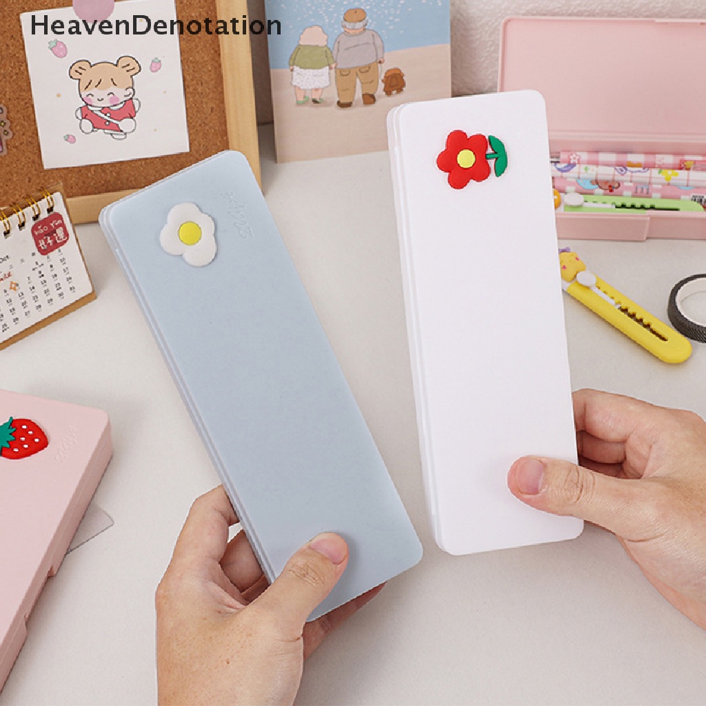 [HeavenDenotation] Kartun Lucu Frosted Pensil Case Plastik Sederhana Portabel Tahan Air Kotak Tempat Pensil Penyimpanan Belajar Perlengkapan Alat Tulis Pensil Cases HDV