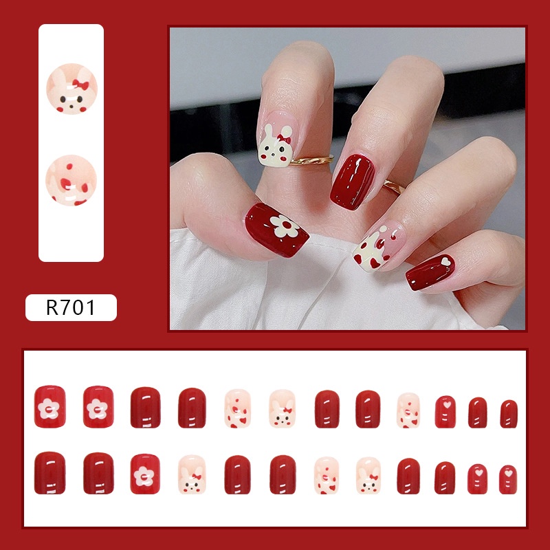 R701-r720 Full Cover Kuku Palsu Nail Art Tips Kuku Palsu Isi 24pcs/box