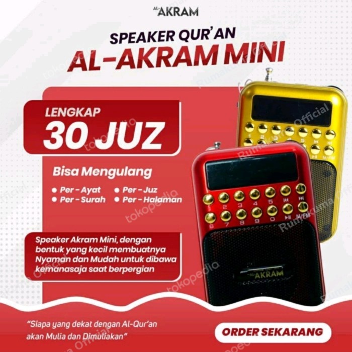 SPEAKER QURAN AL AKRAM MINI SPEAKER AUDIO MUROTTAL ORIGINAL