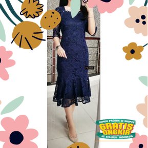 Dress Duyung Brokat Leher Mutiara / baju baru lebaran