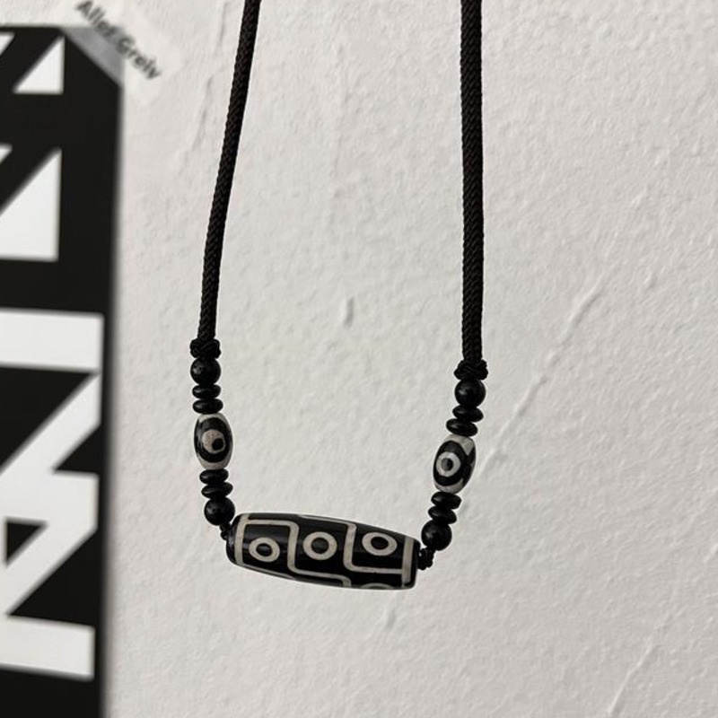 Aksesoris Kalung Manik Keramik Hitam Putih Harajuku Trend