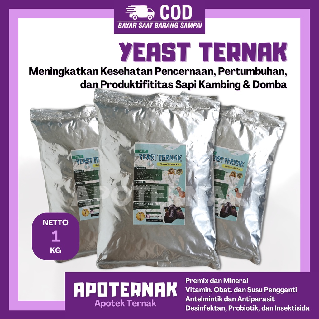 YEAST TERNAK 1 kg | Meningkatkan Kesehatan Pencernaan Pertumbuhan dan Produktivitas Sapi Kambing Domba | VETWAYS