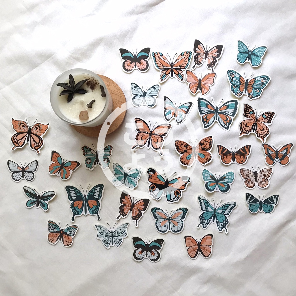 

32 pcs Stiker HVS Aesthetic Butterfly untuk Jurnal / Scrapbook (Pack C04)