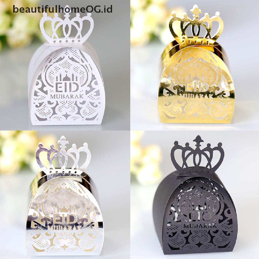 // Beautifulhomeog.id// 10Pcs EID Mubarak Candy Box Gift Packaging Kotak Tas Perlengkapan Ramadhan Kareem **