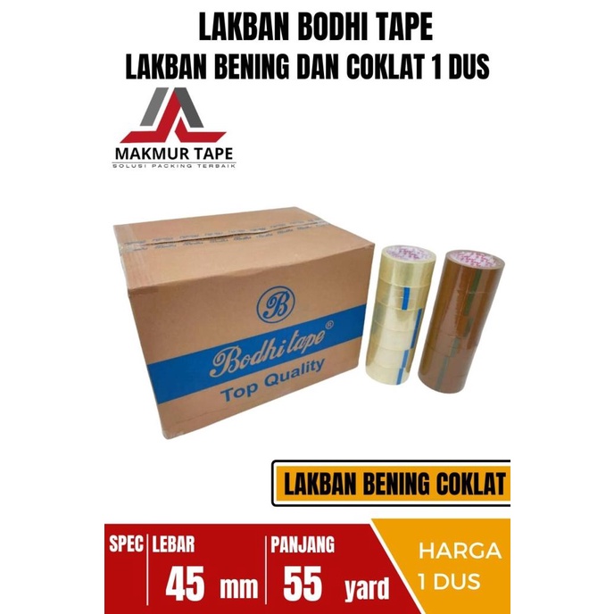 

LAKBAN BENING COKLAT BODHI TAPE 45MM X 55 YARD 1 DUS KHUSUS GRAB GOJEK