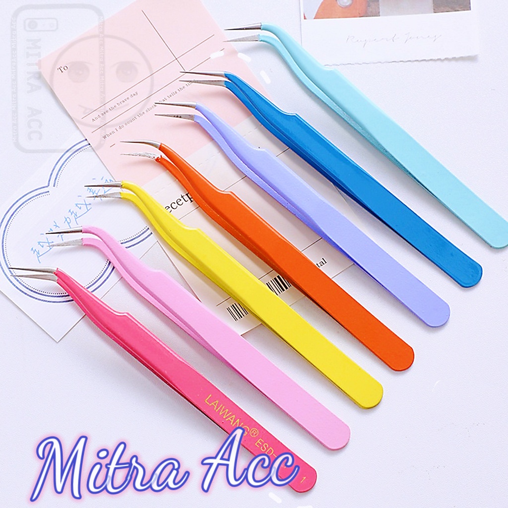 PINSET / TWEEZERS EYELASH EXTENSION MACARON ALAT SAMBUNG BULU MATA