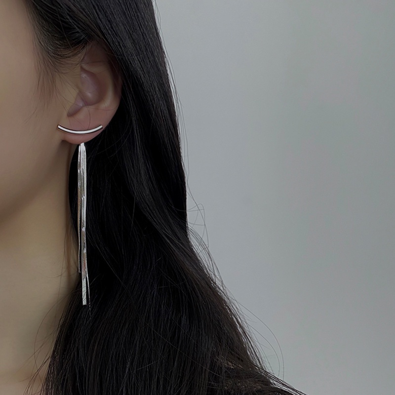 Anting Juntai Rumbai Panjang Untuk Wanita Lady Elegan Warna Silver Pesta Pernikahan Ear Drop Perhiasan Aksesori Hadiah