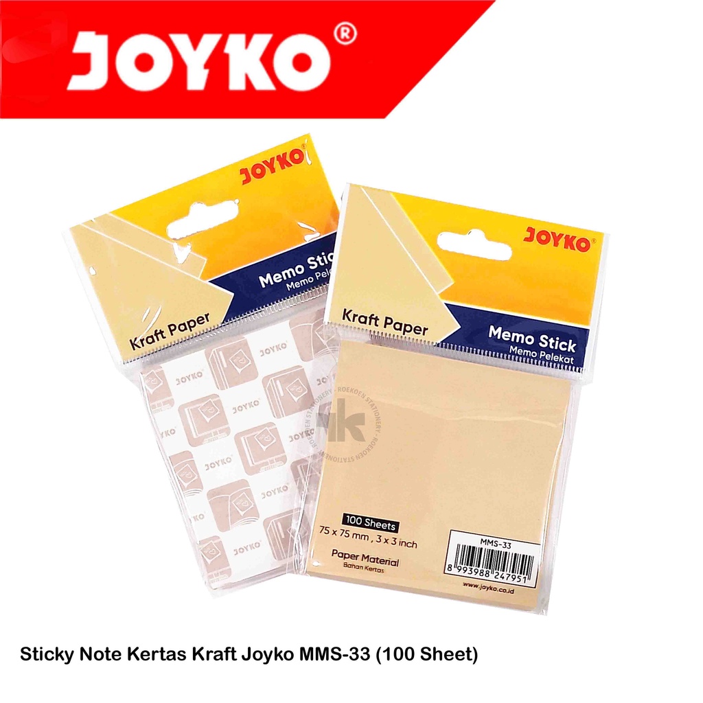 

Joyko Sticky Note Kertas 76x76mm MMS-33 Kraft (100 Sheets) Coklat