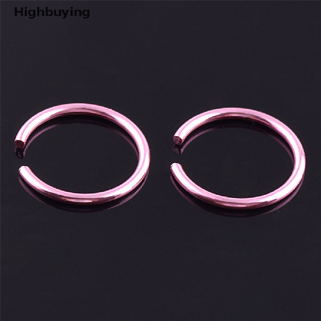 Hbid Fashion 40 Pcs Warna-Warni Stainless Steel Cincin Hidung Bibir Hoop Perhiasan New Glory